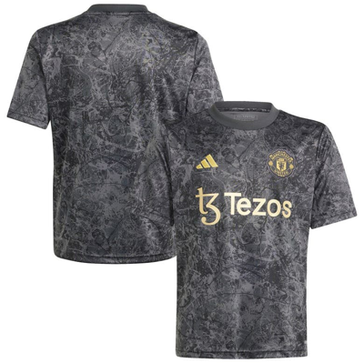 Adidas Originals Kids' Youth Adidas Black Manchester United X Stone Roses 2023/24 Pre-match Top