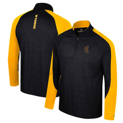 Colosseum Black Wyoming Cowboys Langmore Raglan Quarter-zip Top