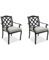 Agio Wythburn Mix And Match Lattice Outdoor Dining Chairs, Set Of 2 In Oyster Light Grey,bronze Finish