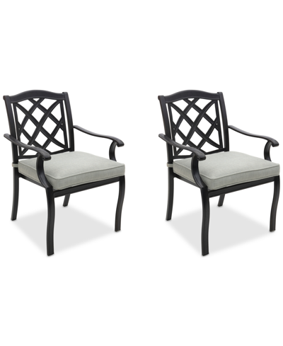 Agio Wythburn Mix And Match Lattice Outdoor Dining Chairs, Set Of 2 In Oyster Light Grey,pewter Finish