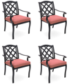 Agio Wythburn Mix And Match Lattice Outdoor Dining Chairs, Set Of 4 In Peony Brick Red,bronze Finish