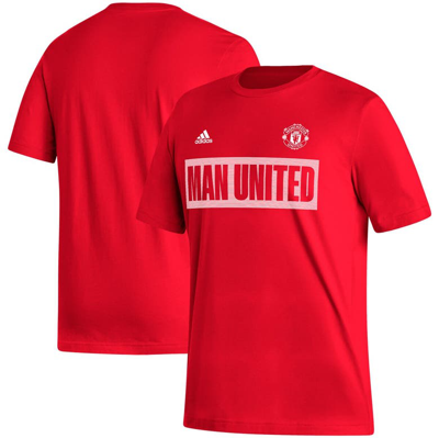 Adidas Originals Men's Adidas Red Manchester United Culture Bar T-shirt