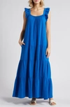 CASLON RUFFLE TIERED COTTON MAXI DRESS