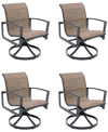 Agio Wythburn Mix And Match Sleek Sling Outdoor Swivel Chairs, Set Of 4 In Mocha Grey,pewter Finish
