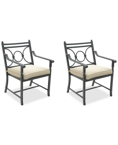 Agio Wythburn Mix And Match Scroll Outdoor Dining Chairs, Set Of 2 In Straw Natural,pewter Finish