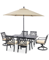 Agio Astaire Outdoor 7-pc Dining Set (84x42" Table + 4 Dining Chairs + 2 Swivel Chairs), Created For Macy In Straw Natural