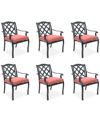 Agio Wythburn Mix And Match Lattice Outdoor Dining Chairs, Set Of 6 In Peony Brick Red,pewter Finish