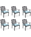 Agio Wythburn Mix And Match Lattice Outdoor Dining Chairs, Set Of 6 In Spa Light Blue,bronze Finish
