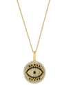 EFFY COLLECTION EFFY BLACK DIAMOND (3/8 CT. T.W.) & WHITE DIAMOND EVIL EYE DISC (1/4 CT. T.W.) 18" PENDANT NECKLACE 