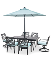 Agio Astaire Outdoor 7-pc Dining Set (84x42" Table + 4 Dining Chairs + 2 Swivel Chairs), Created For Macy In Spa Light Blue