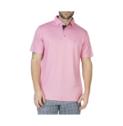 Tailorbyrd Modal Polo Shirt With Contrast Trim In Rose Pink