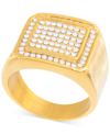 LEGACY FOR MEN BY SIMONE I. SMITH MEN'S CRYSTAL SQUARE CLUSTER RING IN GOLD-TONE ION-PLATED STAINLESS STEEL