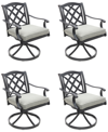 Agio Wythburn Mix And Match Lattice Outdoor Swivel Chairs, Set Of 4 In Oyster Light Grey,pewter Finish
