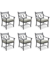 Agio Wythburn Mix And Match Scroll Outdoor Dining Chairs, Set Of 6 In Oyster Light Grey,pewter Finish
