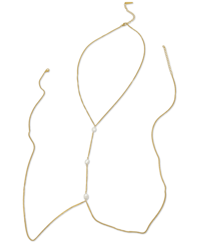 Adornia Imitation Pearl Body Chain In Gold