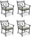 Agio Wythburn Mix And Match Scroll Outdoor Dining Chairs, Set Of 4 In Oyster Light Grey,pewter Finish