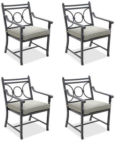 Agio Wythburn Mix And Match Scroll Outdoor Dining Chairs, Set Of 4 In Oyster Light Grey,bronze Finish