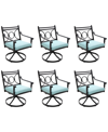 AGIO WYTHBURN MIX AND MATCH SCROLL OUTDOOR SWIVEL CHAIRS, SET OF 6