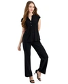 Ak Anne Klein Petite Dolman-sleeve Split-neck Top In Anne Black
