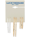 LUCKY BRAND TWO-TONE 3-PC. SET TEXTURED HOOP EARRINGS