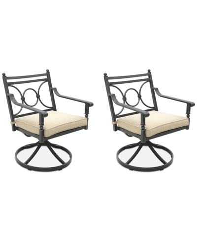 Agio Wythburn Mix And Match Scroll Outdoor Swivel Chairs, Set Of 2 In Straw Natural,pewter Finish