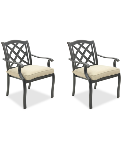 Agio Wythburn Mix And Match Lattice Outdoor Dining Chairs, Set Of 2 In Straw Natural,pewter Finish