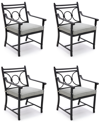 Agio Wythburn Mix And Match Scroll Outdoor Dining Chairs, Set Of 4 In Oyster Light Grey,bronze Finish