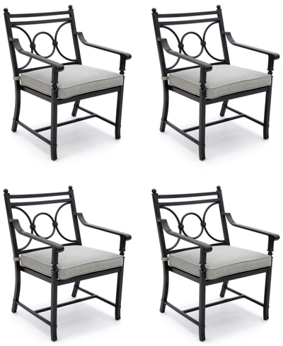 Agio Wythburn Mix And Match Scroll Outdoor Dining Chairs, Set Of 4 In Oyster Light Grey,bronze Finish