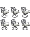 AGIO WYTHBURN MIX AND MATCH LATTICE OUTDOOR SWIVEL CHAIRS, SET OF 6