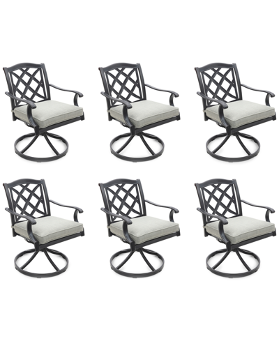 Agio Wythburn Mix And Match Lattice Outdoor Swivel Chairs, Set Of 6 In Oyster Light Grey,pewter Finish