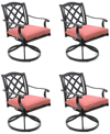AGIO WYTHBURN MIX AND MATCH LATTICE OUTDOOR SWIVEL CHAIRS, SET OF 4