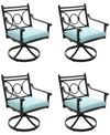 Agio Wythburn Mix And Match Scroll Outdoor Swivel Chairs, Set Of 4 In Spa Light Blue,bronze Finish