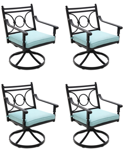 AGIO WYTHBURN MIX AND MATCH SCROLL OUTDOOR SWIVEL CHAIRS, SET OF 4