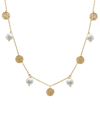 MACY'S CULTURED FRESHWATER PEARL (6-7MM) & TEXTURED DISC DANGLE COLLAR NECKLACE IN 14K GOLD-PLATED STERLING