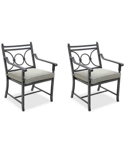Agio Wythburn Mix And Match Scroll Outdoor Dining Chairs, Set Of 2 In Oyster Light Grey,pewter Finish