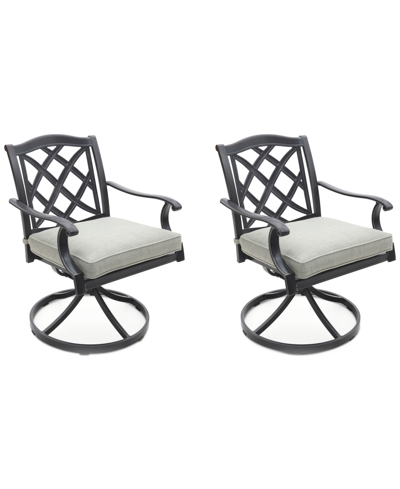 Agio Wythburn Mix And Match Lattice Outdoor Swivel Chairs, Set Of 2 In Oyster Light Grey,pewter Finish