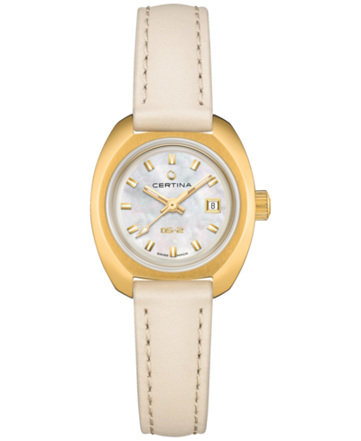 Certina Women's Swiss Automatic Ds-2 Lady Beige Strap Watch 28mm In Gold