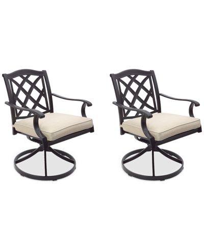 Agio Wythburn Mix And Match Lattice Outdoor Swivel Chairs, Set Of 2 In Straw Natural,bronze Finish