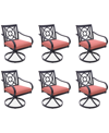 Agio St Croix Outdoor 6-pc Swivel Chair Bundle Set In Peony Brick Red