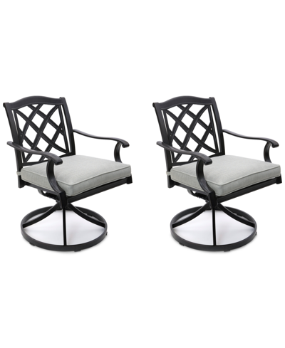 Agio Wythburn Mix And Match Lattice Outdoor Swivel Chairs, Set Of 2 In Oyster Light Grey,bronze Finish