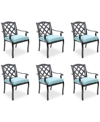 Agio Wythburn Mix And Match Lattice Outdoor Dining Chairs, Set Of 6 In Spa Light Blue,pewter Finish