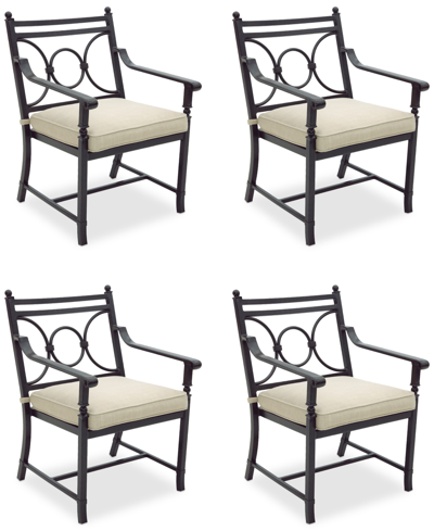Agio Wythburn Mix And Match Scroll Outdoor Dining Chairs, Set Of 4 In Straw Natural,bronze Finish