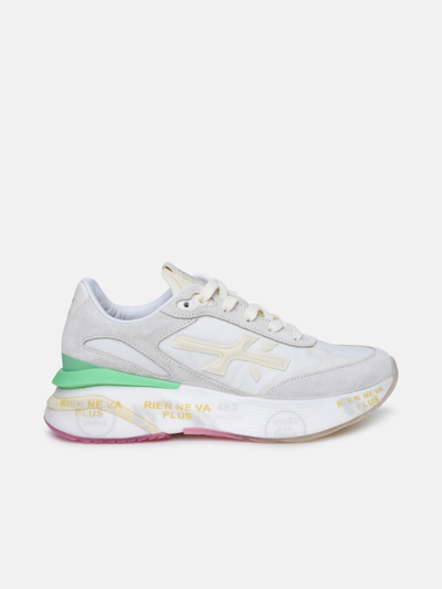 Premiata 'moerund' White Leather And Fabric Sneakers