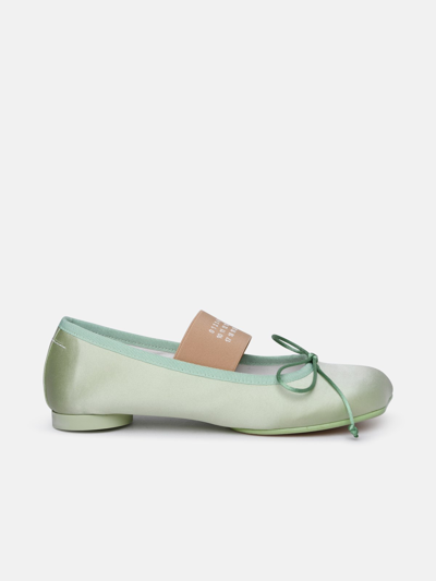 Mm6 Maison Margiela Green Polyester Ballet Flats
