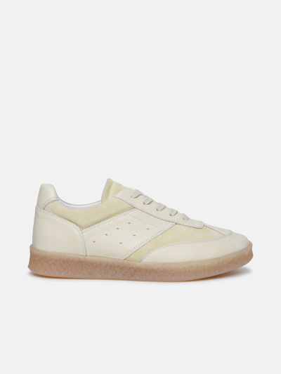 Mm6 Maison Margiela Ivory Leather Sneakers