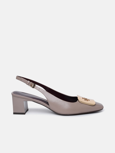 Tory Burch 'georgia' Taupe Leather Slingbacks In Beige