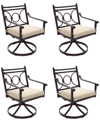 Agio Wythburn Mix And Match Scroll Outdoor Swivel Chairs, Set Of 4 In Straw Natural,bronze Finish