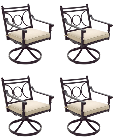 Agio Wythburn Mix And Match Scroll Outdoor Swivel Chairs, Set Of 4 In Straw Natural,bronze Finish