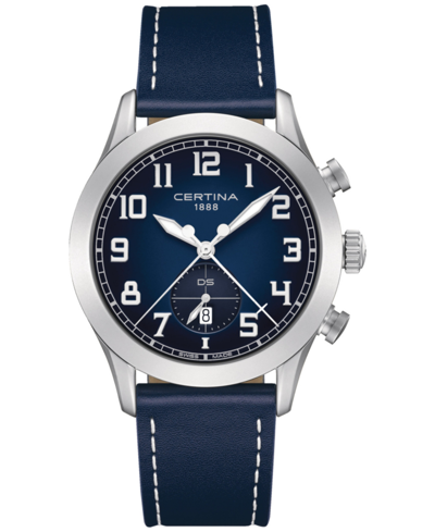 Certina Men's Swiss Chronograph Ds Pilot Blue Strap Watch 43mm