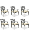 Agio Wythburn Mix And Match Lattice Outdoor Dining Chairs, Set Of 6 In Straw Natural,pewter Finish